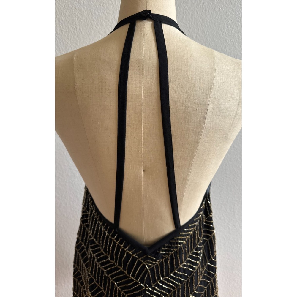 NBD Sz Small Black Gold‎ Beaded Tank Top EUC Sexy Back Cocktail - Picture 6 of 9